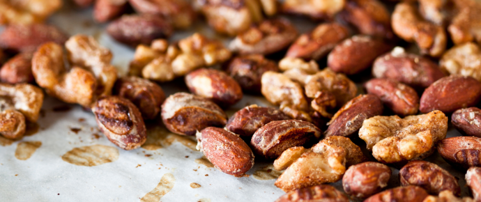 A close up of nuts on a plate