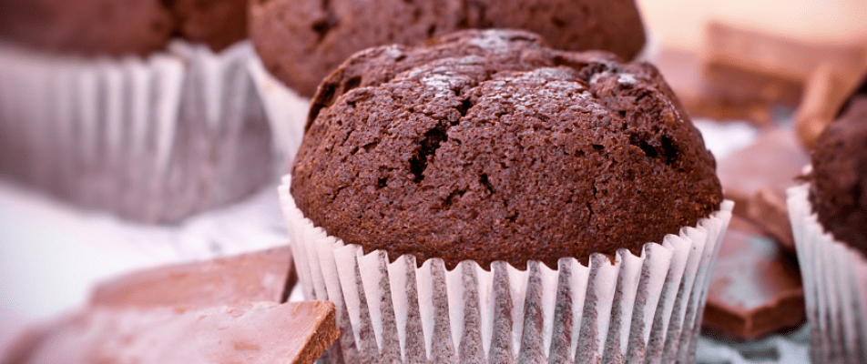 A close up of some chocolate muffins