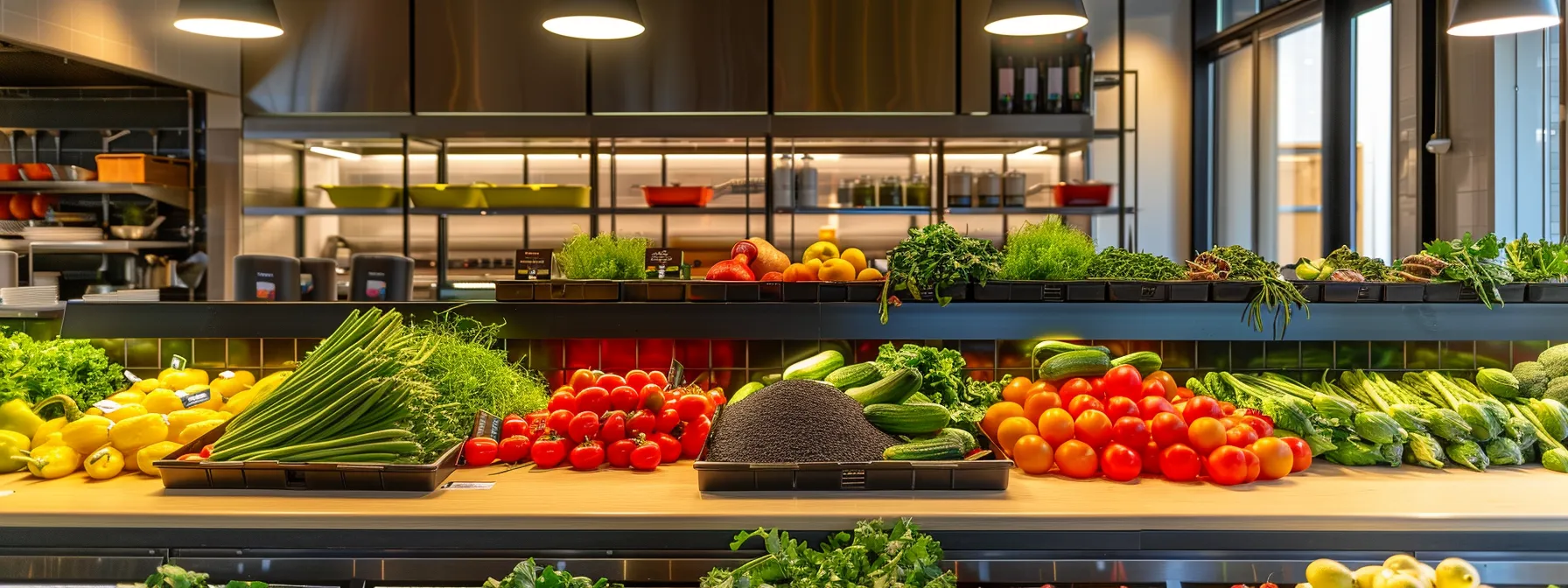 a-a-vibrant-urban-kitchen-in-b4b77414-fb5e-40ab-a0af-e62ccb8a39f1.webp a vibrant urban kitchen in denver showcases an array of colorful superfoods neatly arranged on a sleek countertop, illuminated by warm, modern lighting that emphasizes their fresh textures and health benefits.